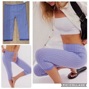 Free People Intimately Periwinkle Gingham Capri Leggings NWT L/XL